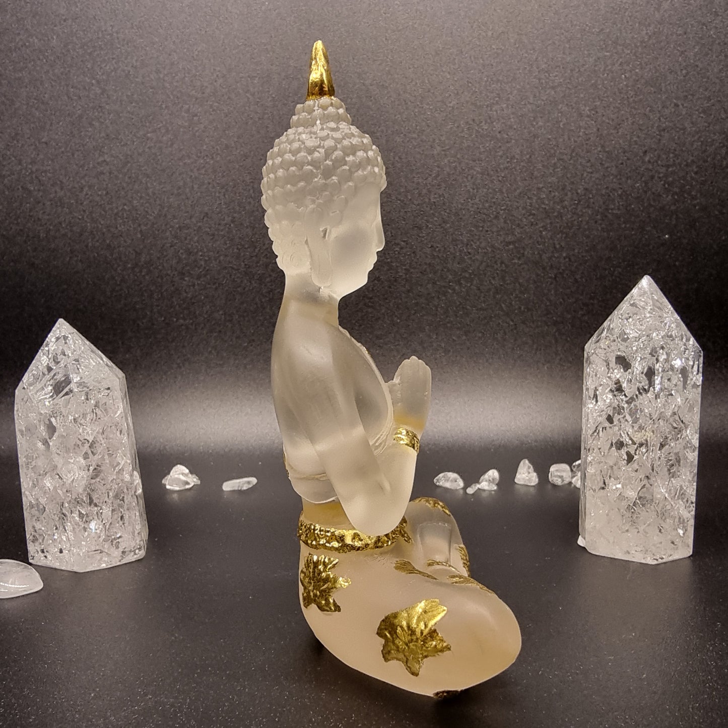 Deko Buddha Transparent mit Gold