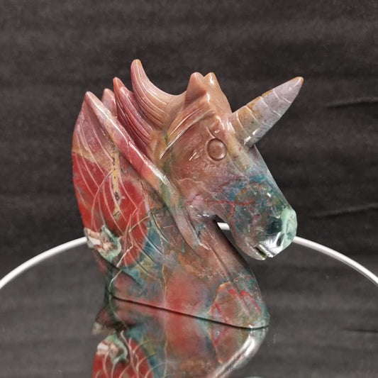 Ozean Jaspis Einhorn Kopf