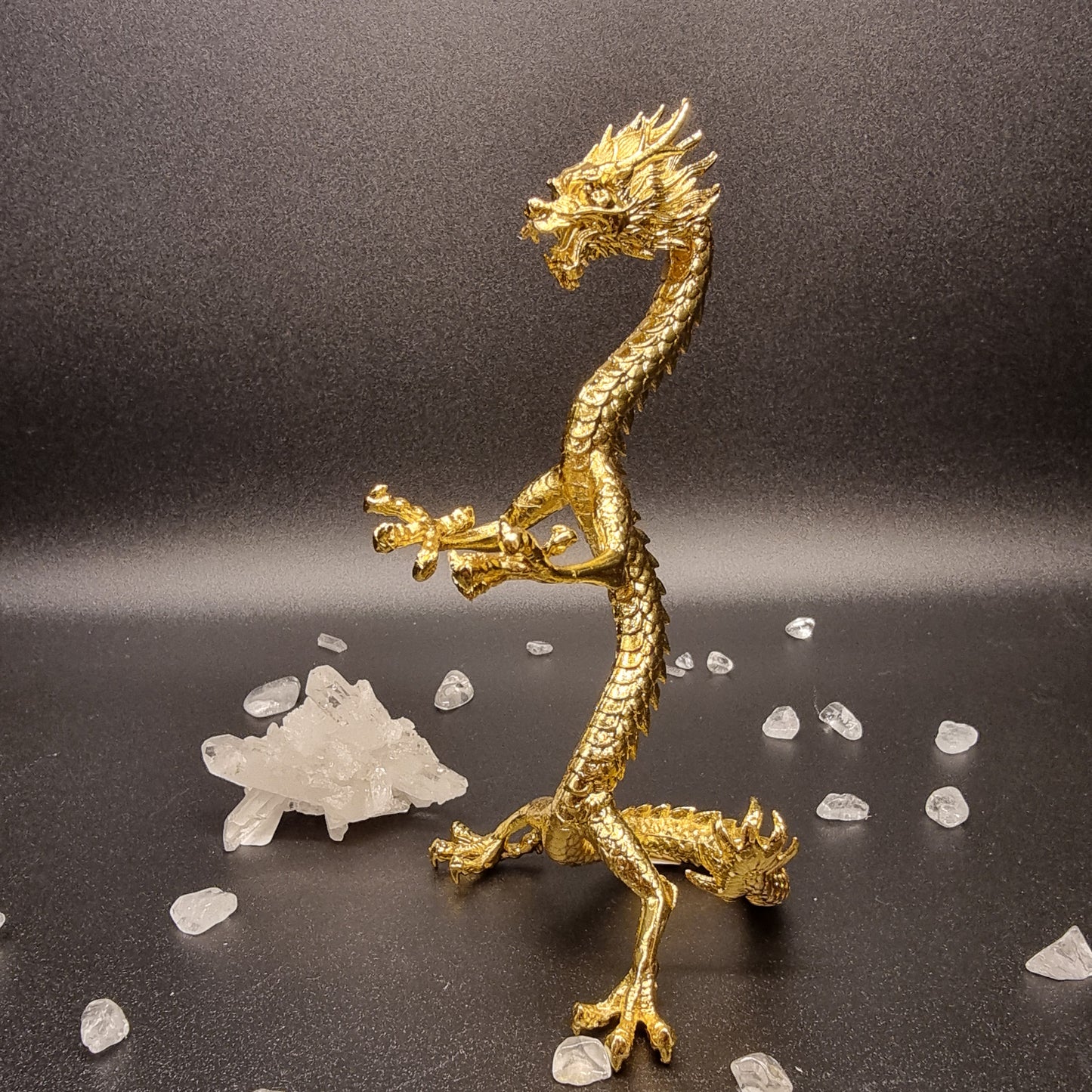 Kristall Ständer Drache Gold