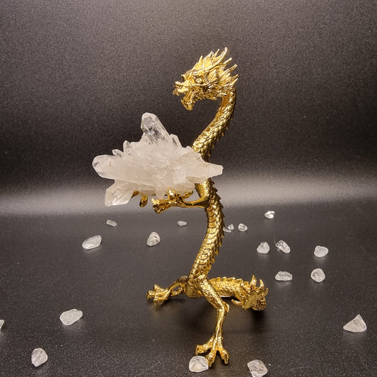 Kristall Ständer Drache Gold