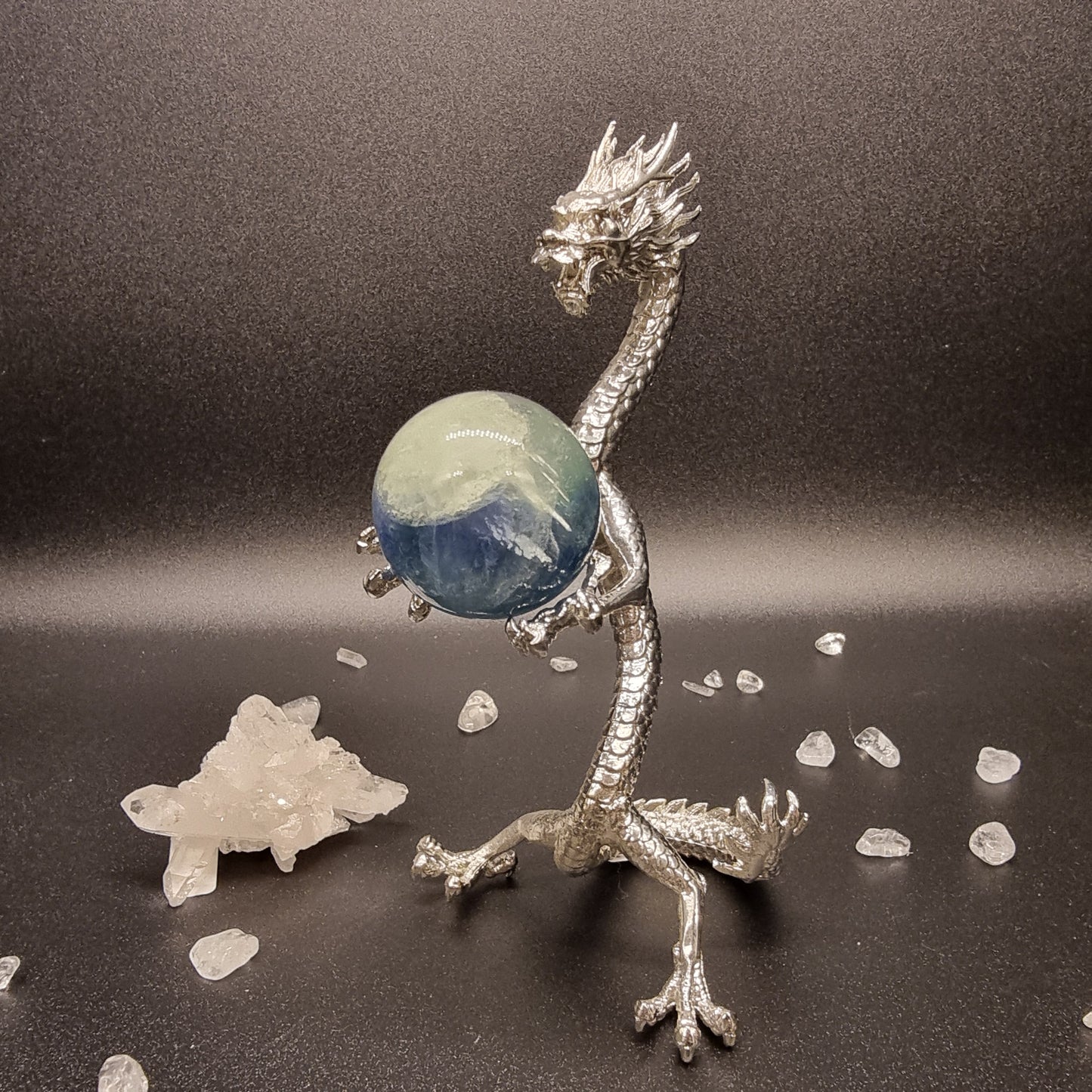 Kristall Ständer Drache Silber