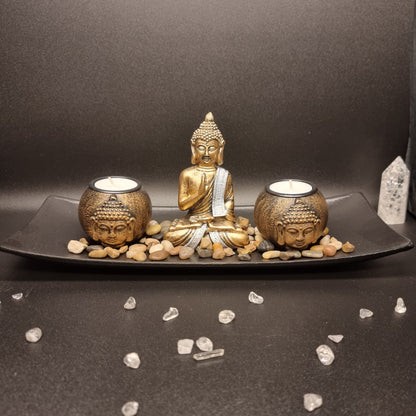 Schale mit Buddha und Teelichthaltern