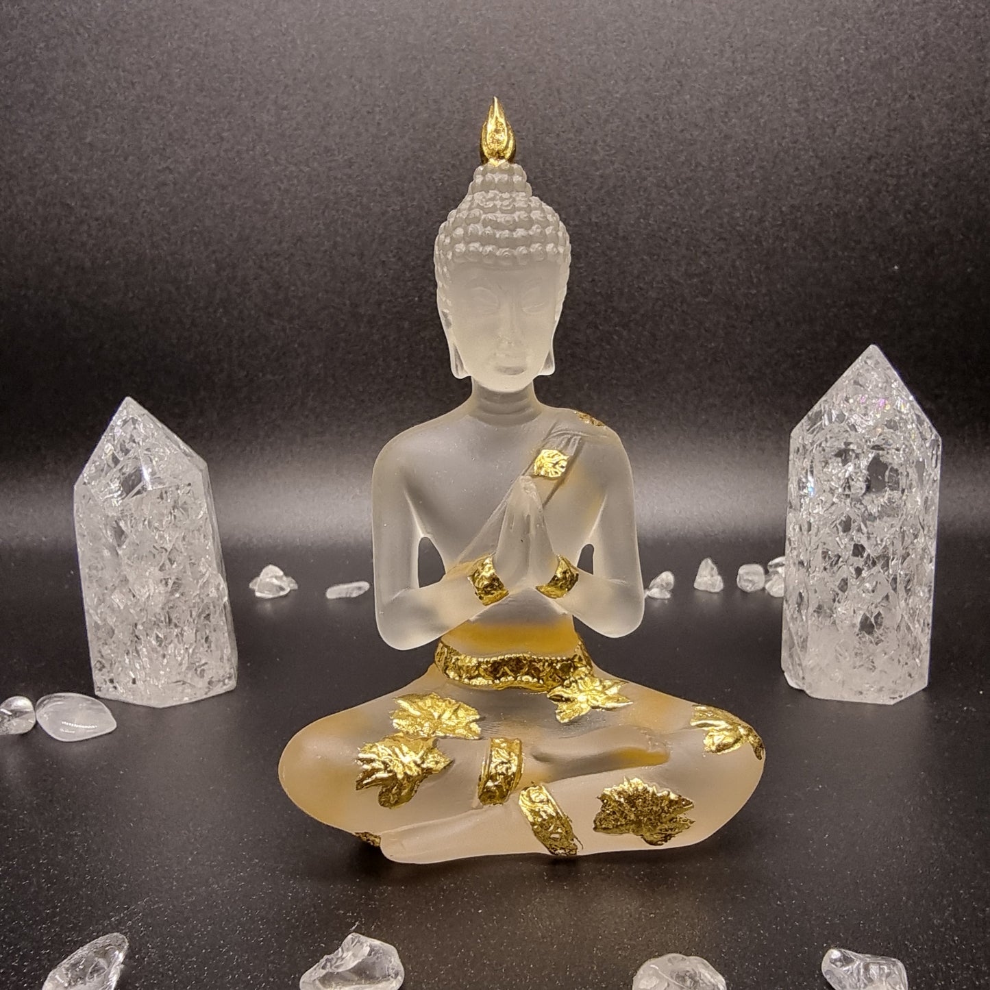 Deko Buddha Transparent mit Gold