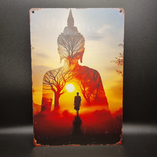 Schild Buddha Sonnenuntergang